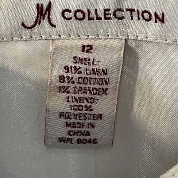 JM Collection Linen Button Front Jacket Women 12 White Long Sleeve Lined Pocket - Picture 11 of 11